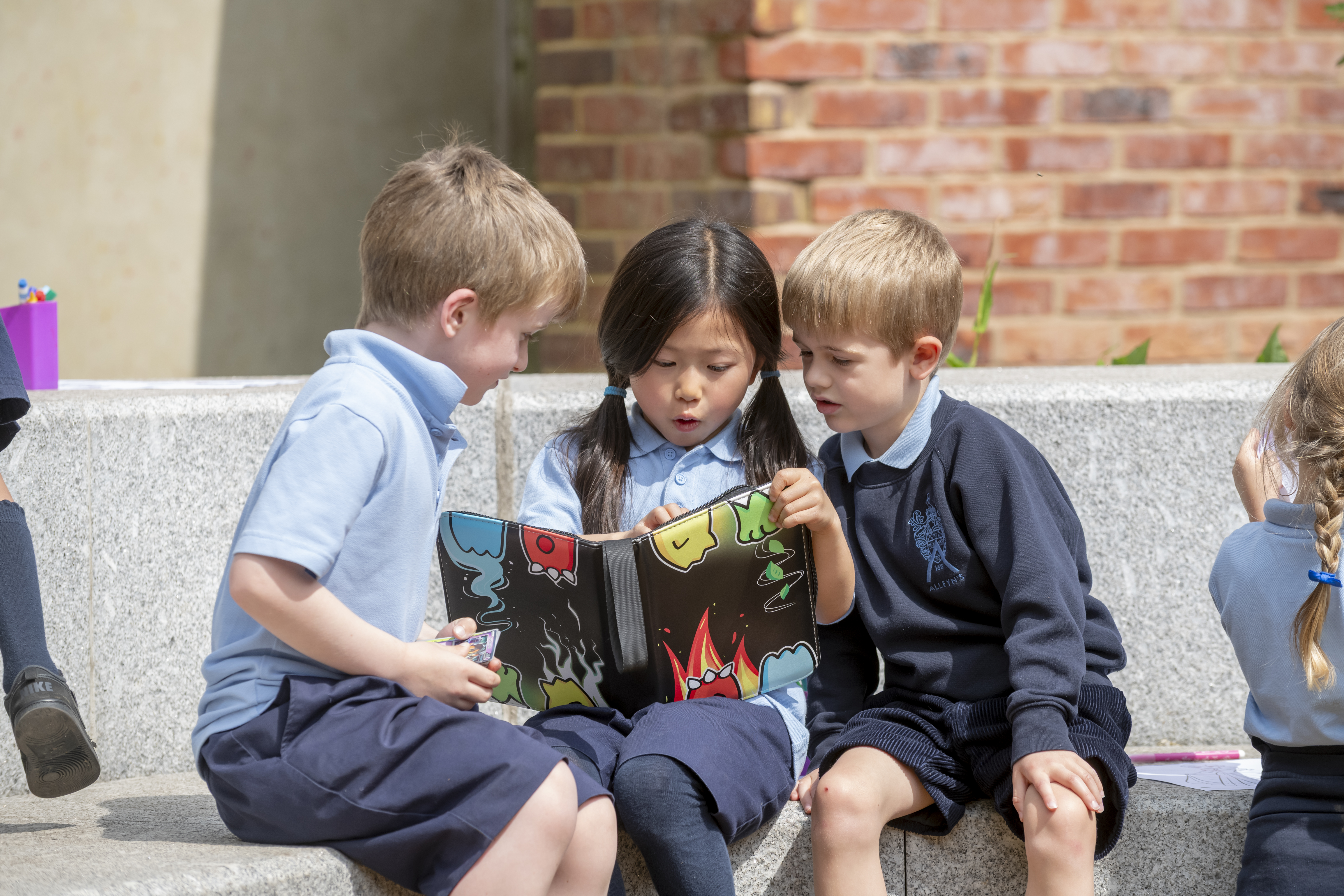 Boy and girls students together in the coed junior school.